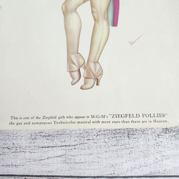 Vtg 1940s George Petty Ziegfeld Follies Pinup Girl Art Print 8.5x11 Tailcoat Hat - Picture 3 of 11